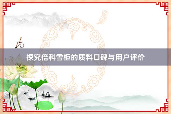 探究倍科雪柜的质料口碑与用户评价