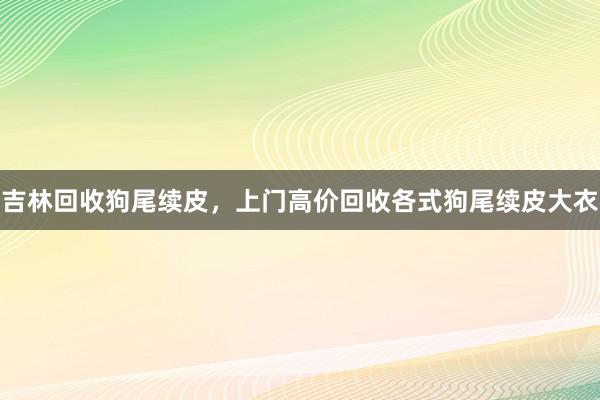 吉林回收狗尾续皮，上门高价回收各式狗尾续皮大衣